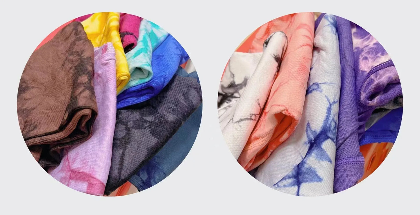 Mallas de gimnasio Tiedye para Mujer, pantalones sin costuras de realce para Mujer, mallas deportivas sin costuras para Fitness, mallas de entrenamiento de cintura alta para Yoga, envío directo