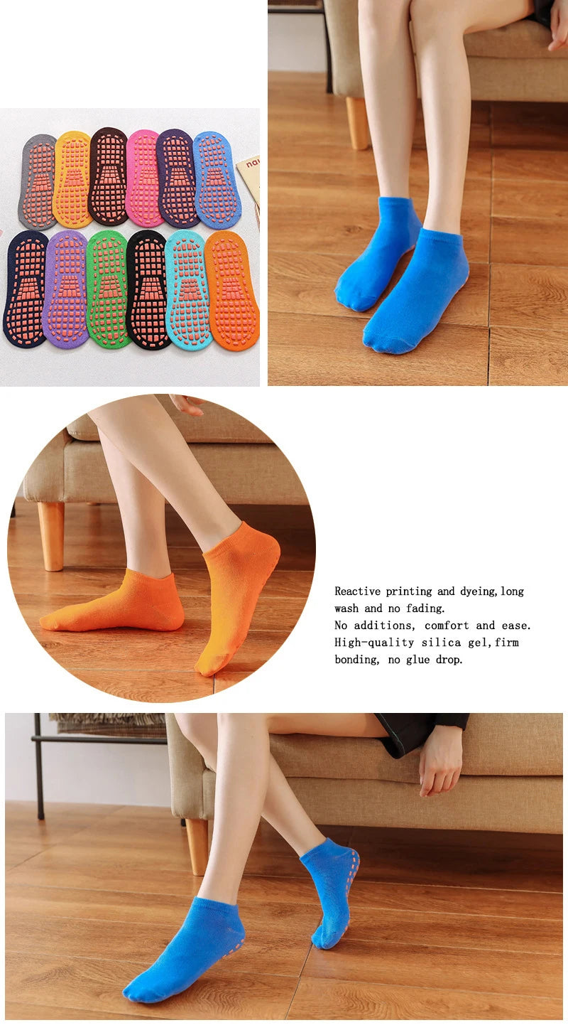 Calcetines antideslizantes para niños y adultos, calcetines de trampolín para padres e hijos, calcetines de algodón elásticos, calcetines deportivos para niños y niñas