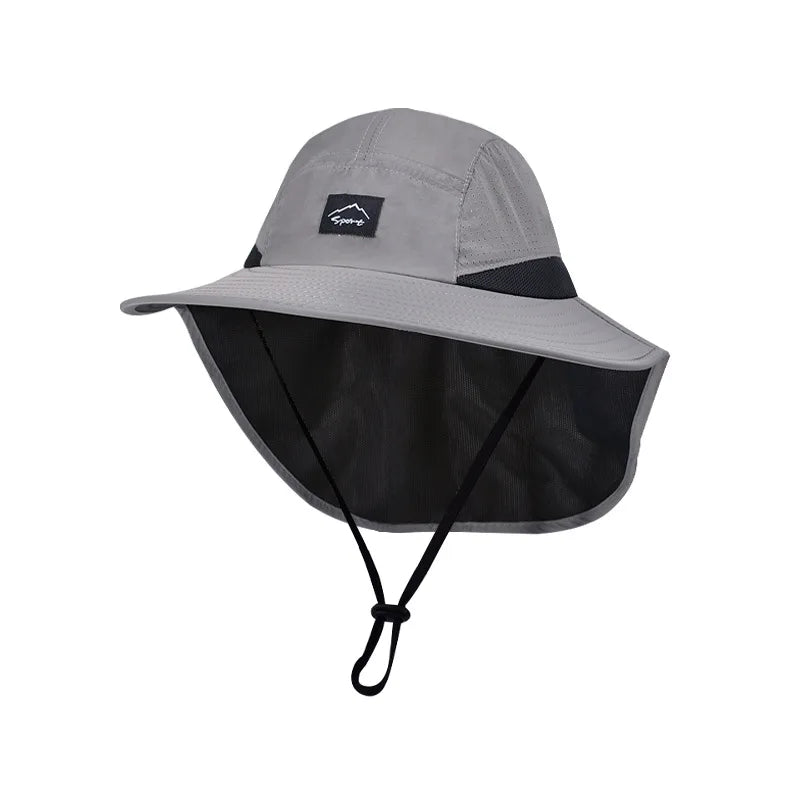 Sombreros de pescador resistentes al agua para hombre, sombrero de cubo de ala ancha transpirable con chal, protección solar UV, senderismo al aire libre, pesca, Verano