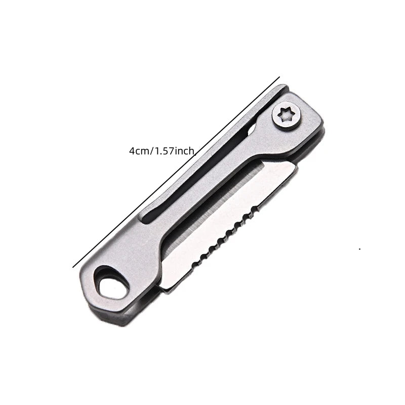 Suministros para acampar al aire libre, cuchillo plegable de acero inoxidable, Mini cuchillo de bolsillo multifunción con cabeza cuadrada, llavero colgante, 1 ud.