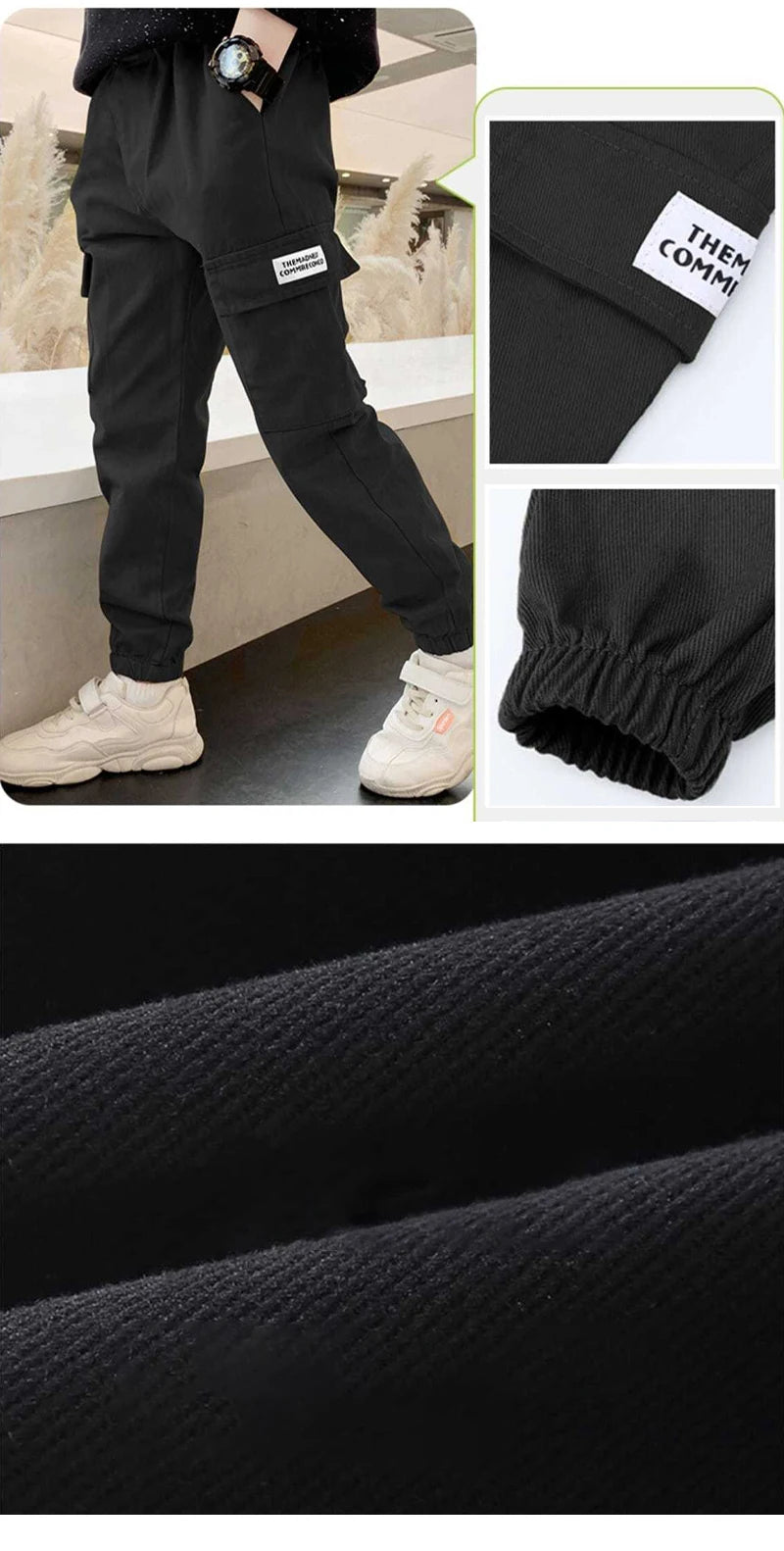 Primavera otoño niños moda guapo pantalones Cargo niños carta deportes pantalones adolescentes Casual pantalones de chándal finos 4-12 años