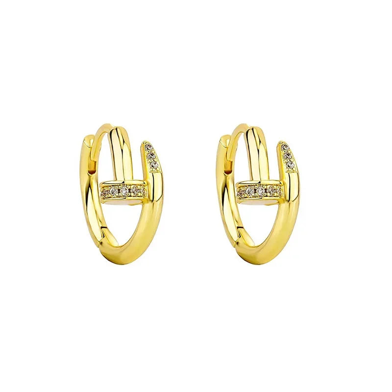 Pendientes redondos de aro para mujer, Plata de Ley 925 auténtica con circonita, joyería fina minimalista de moda, accesorios de herramientas brillantes