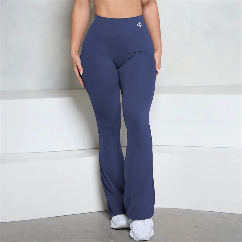 BUM gris bolsillo acampanado Scrunch Butt pantalones PB mujeres ajustado Sexy pantalones de cintura alta Push Up deporte Fitness Flare Leggings