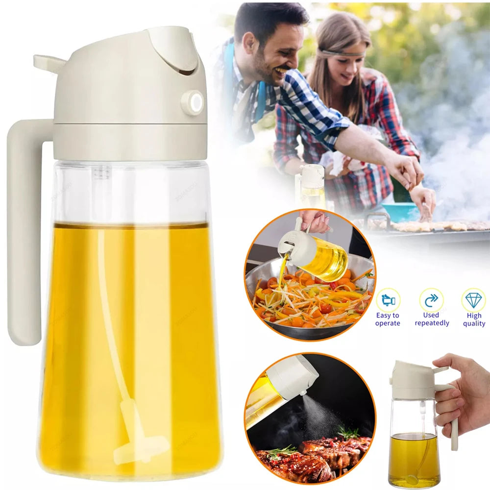 Pulverizador 2 en 1 de 1 a 4 piezas, botella vacía de aceite, contenedor de aceite de plástico, dispensador, vaporizador, cocina, barbacoa, utensilios de cocina para acampar
