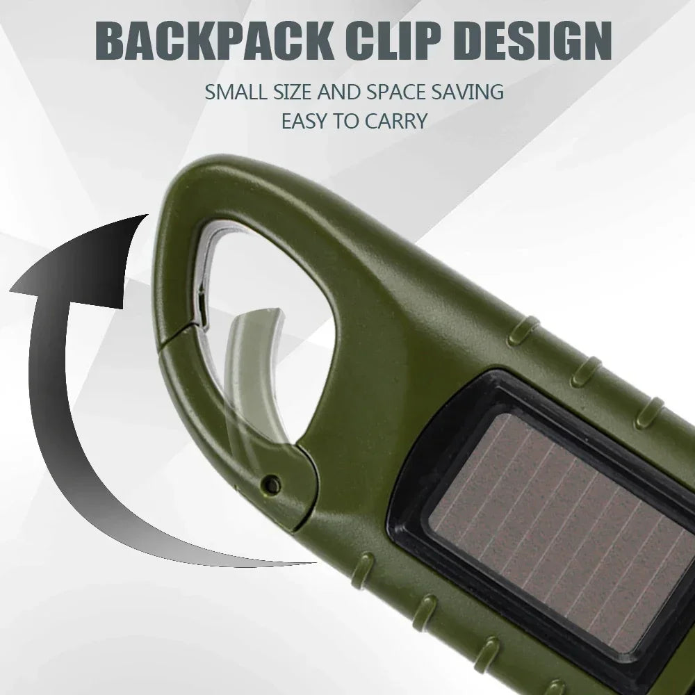 Linterna LED con manivela, equipo de supervivencia con energía Solar, antorcha autoalimentada, linternas de emergencia para senderismo, Camping, correr