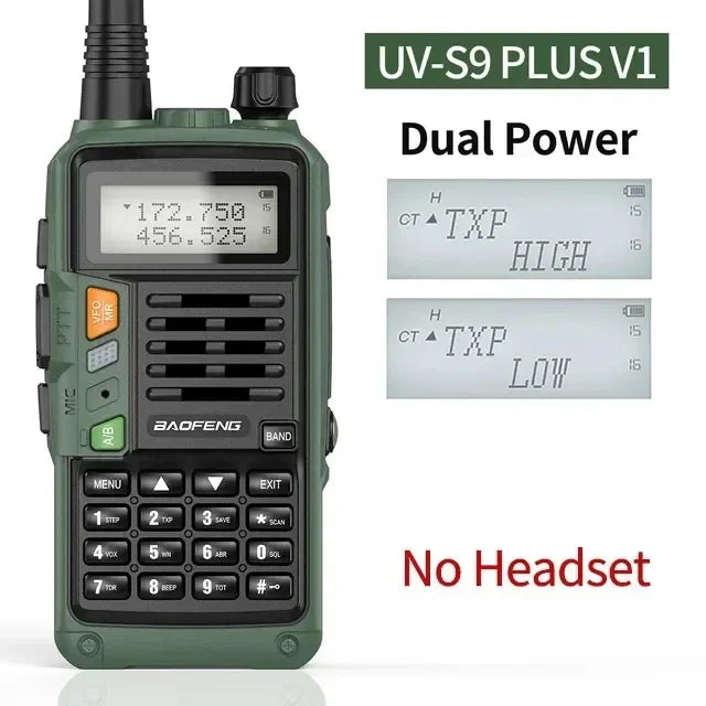 BAOFENG UV-S9 PLUS 10W Walkie Talkie banda Dual de largo alcance VHF UHF Radio de mano para UV-5R UV-K5 Ham Radio bidireccional para acampar