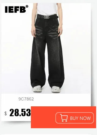 IEFB, pantalones vaqueros de verano para hombre, pantalones vaqueros lavados de color azul viejo para hombre, ropa informal recta para hombre, pantalones sueltos de pierna ancha, nueva moda 9C354