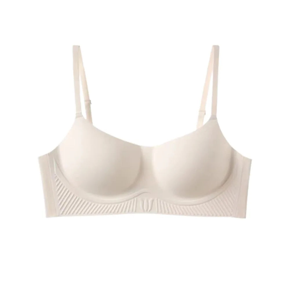 Sujetador suave sin costuras con escote en V profundo para mujer, sostén antiflacidez a prueba de golpes, sin rastro, parte de atrás bonita, ropa interior push-up