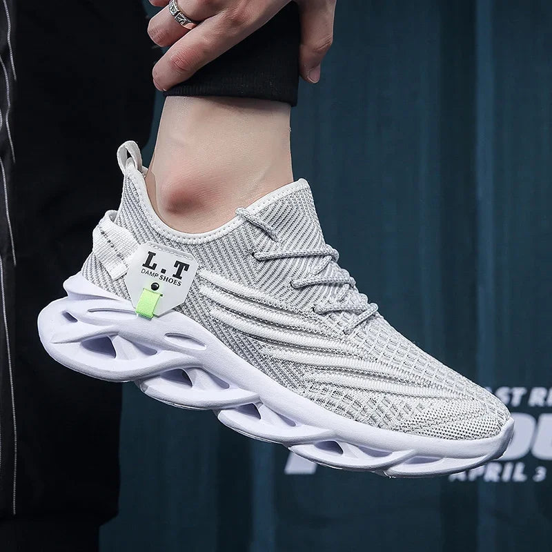 YRZL hombres deportes correr negro zapatos para correr zapatillas casuales al aire libre malla transpirable mujeres ligero absorción de impacto tenis negro