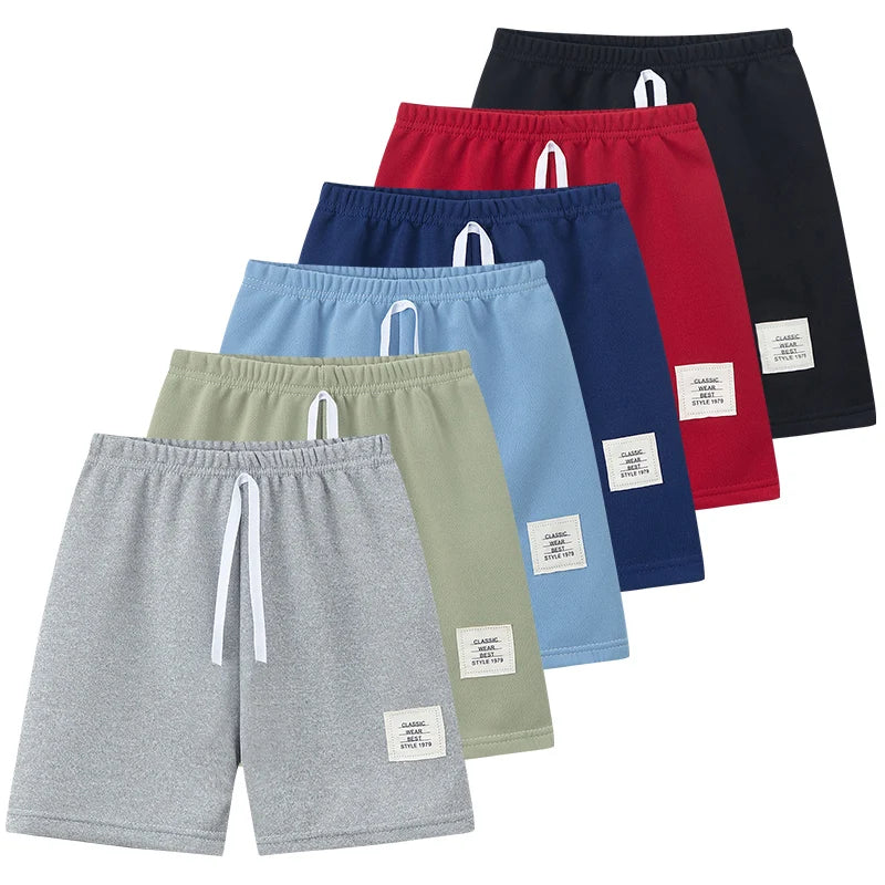 1/3/6 Pcs Children's Solid Color Drawstring Strap Shorts Boy Casual Fashion Pants Girl Joker Comfortable Elastic Waist Pants
