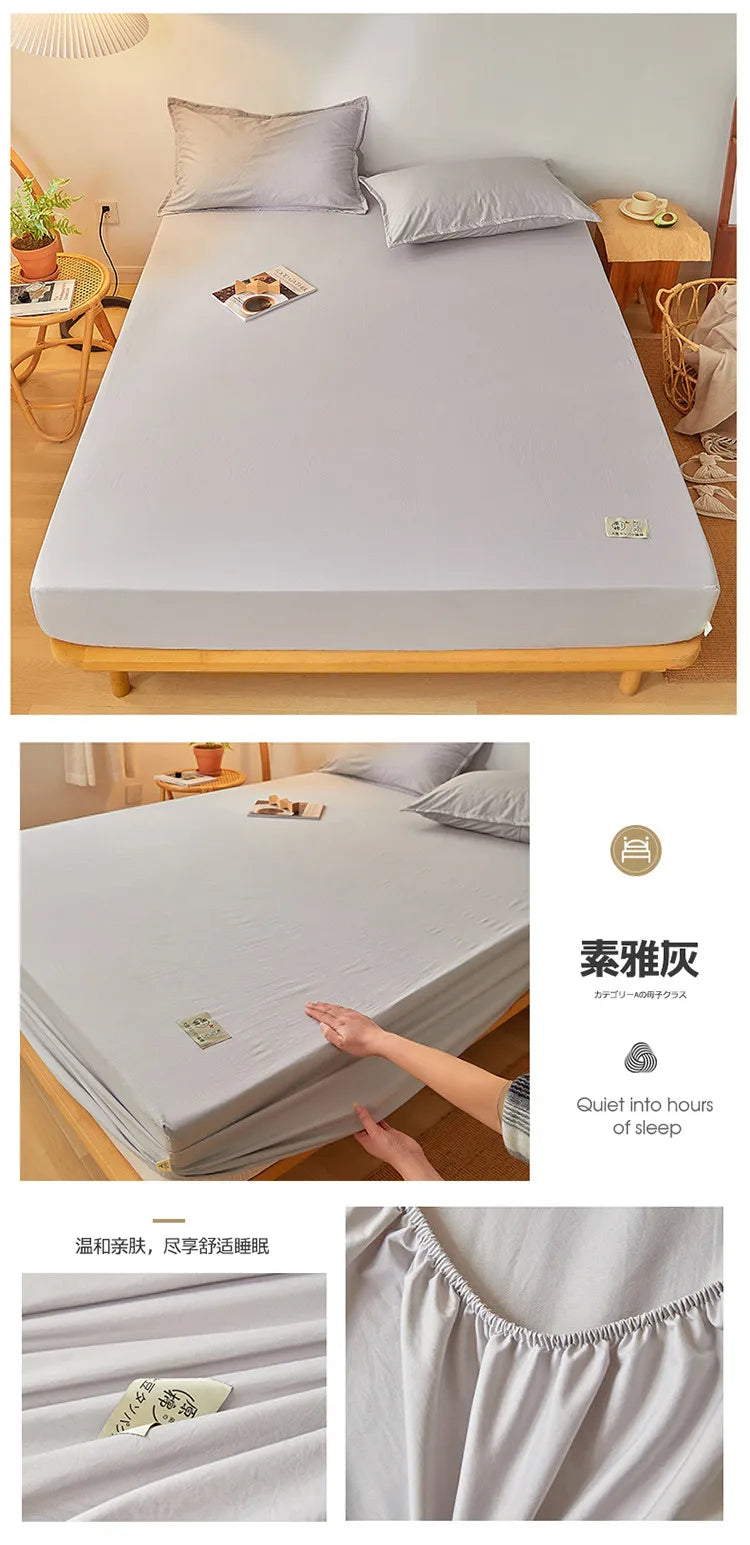 Sábana bajera de algodón 100% con banda elástica, Funda de colchón ajustable antideslizante de Color sólido para cama individual, doble, King y Queen