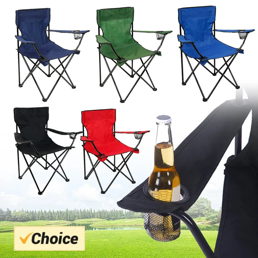 Silla plegable para exteriores, silla de Camping con portabotellas, sillas de tela Oxford para Picnic, sillas portátiles para pesca en la playa, silla para exteriores