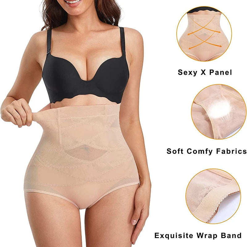 Faja moldeadora de cuerpo de cintura alta, fajas en forma de X, Control de barriga, bragas moldeadoras, entrenador de cintura adelgazante, levantador de glúteos, moldeadores de ropa interior