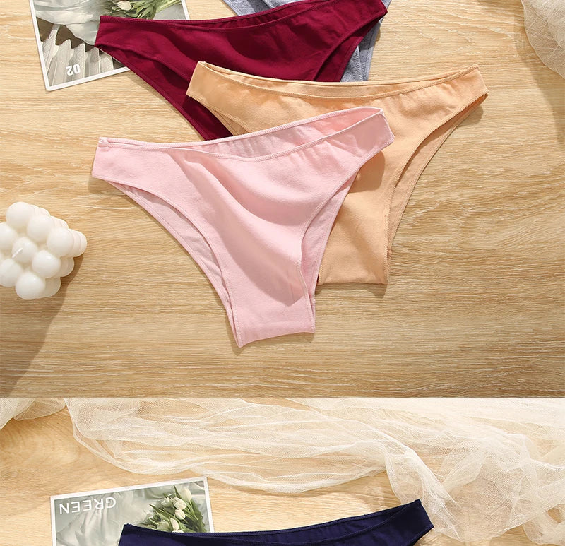 FINETOO-Conjunto de bragas de M-XXL para mujer, lencerÃa de algodón, ropa interior Sexy, 7 colores sólidos