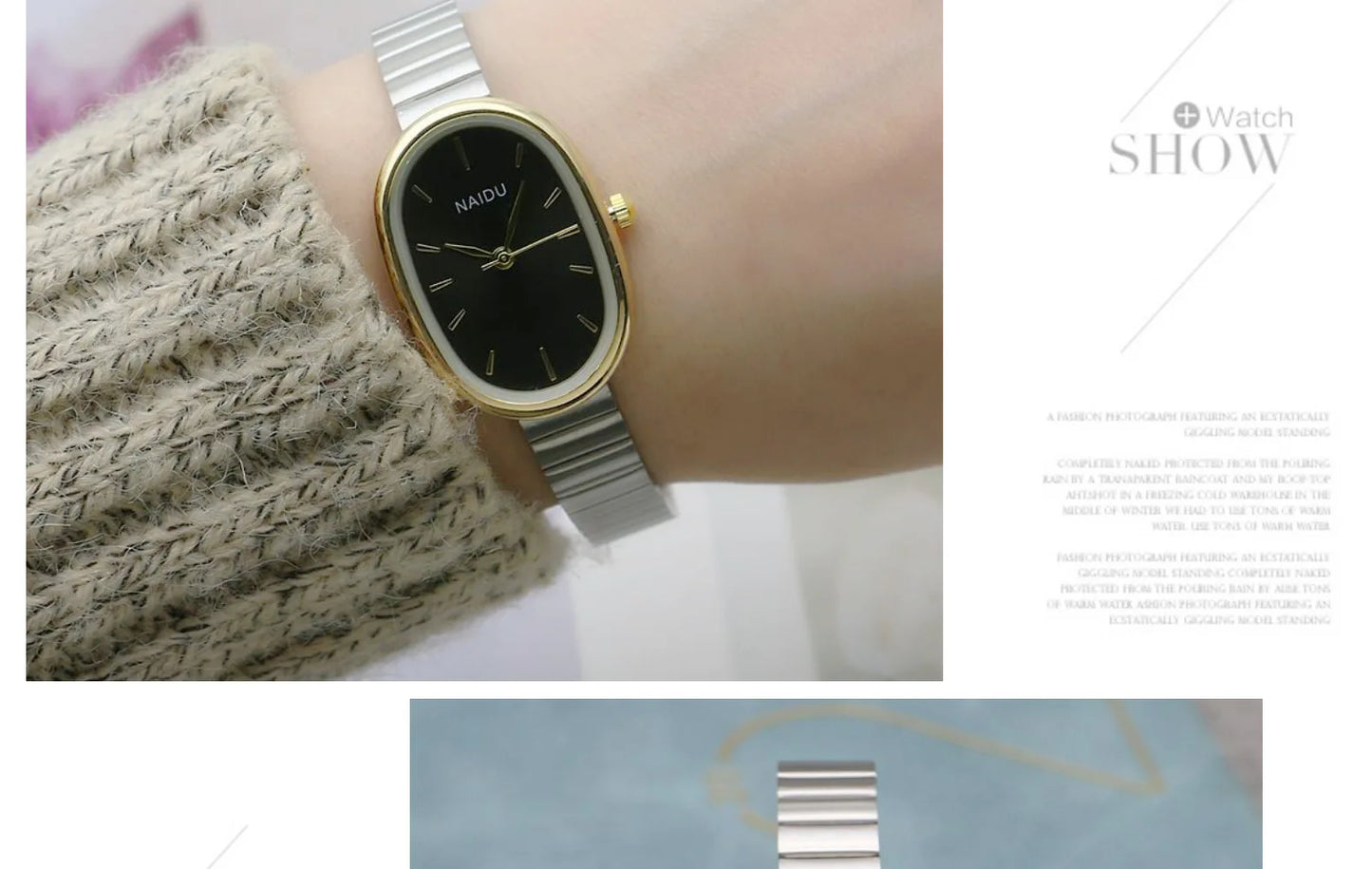Reloj de cuarzo ovalado con esfera pequeña para mujer, correa de bambú de acero inoxidable, reloj de pulsera de regalo de lujo a la moda para estudiantes y niñas, envío directo
