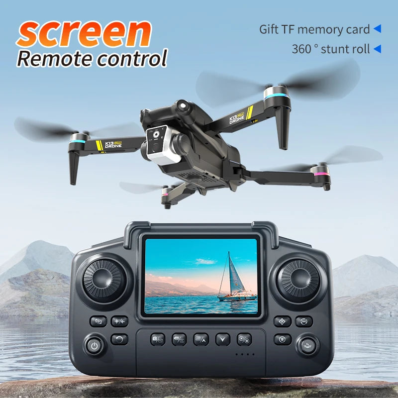 K13MAX Drone profesional RC 8K cámaras HD WIFI FPV altura mantener gesto fotografÃa plegable Quadcopter pantalla Control remoto juguete