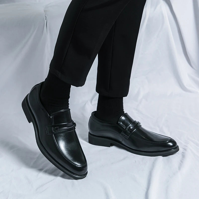 Mocasines casuales clásicos para hombre, zapatos de conducción, moda masculina, zapatos cómodos de cuero para boda, zapatos de vestir negros de negocios
