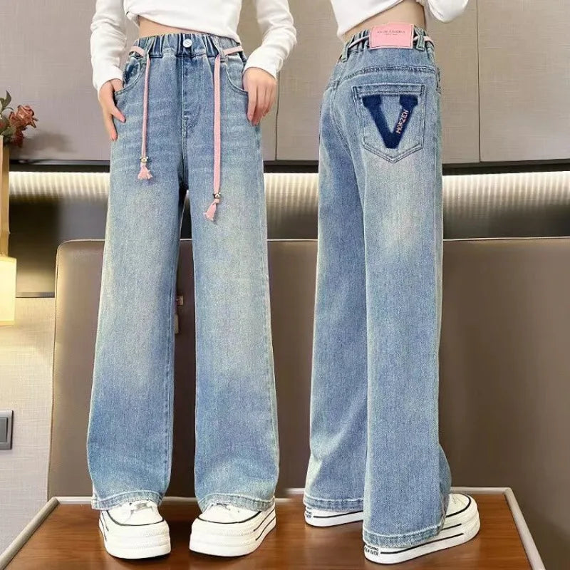 Pantalones de chándal para adolescentes, moda de otoño, ropa de calle informal, ropa de hadas de primavera para niños, pantalones para niñas, ropa para niños de pierna ancha