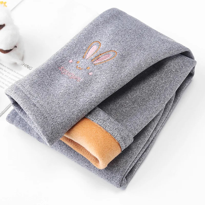 Leggings para niñas Otoño Invierno grueso cálido más lindo conejo Fond niños bebé parte inferior pantalones