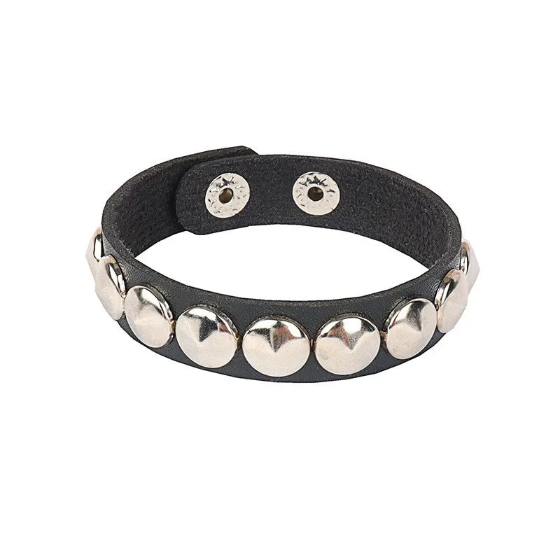 Pulsera Punk de cuero de los años 80 para hombres y mujeres, pulsera gótica Punk Rock, brazalete Unisex para accesorios de recuerdos de fiesta de Halloween