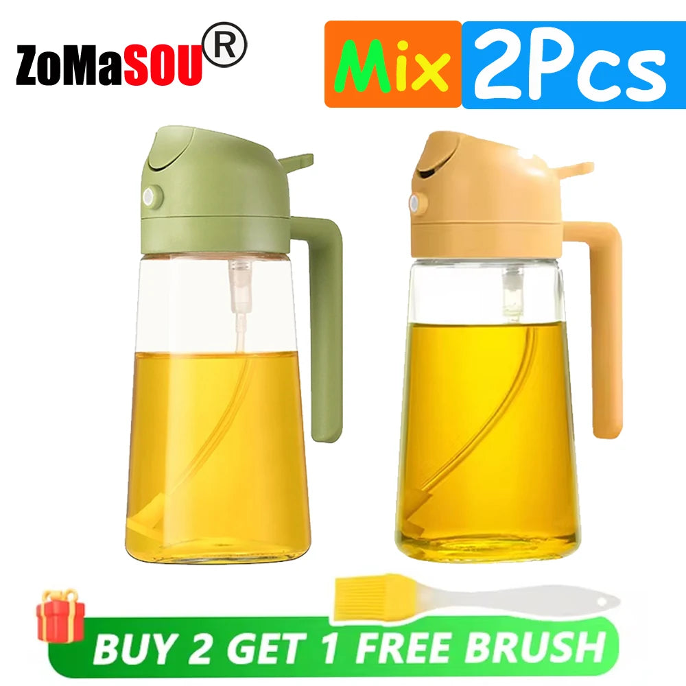 Pulverizador 2 en 1 de 1 a 4 piezas, botella vacía de aceite, contenedor de aceite de plástico, dispensador, vaporizador, cocina, barbacoa, utensilios de cocina para acampar