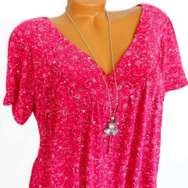 Camiseta holgada sin mangas para mujer, ropa de dormir de casa con cuello en V, Tops con estampado Floral, camisetas informales sexys a la moda para mujer