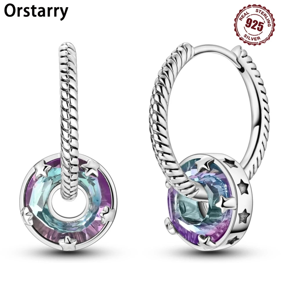 Orstarry-pendientes circulares de Plata de Ley 925 con forma de gota para mujer, aretes colgantes, joyería versátil para fiesta, regalos