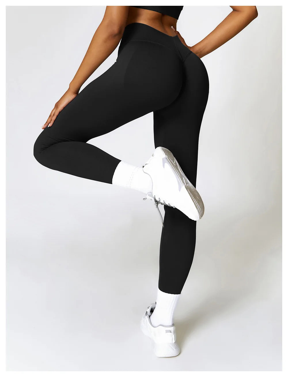 Mallas deportivas con espalda en V para mujer, pantalones atléticos para Fitness, gimnasio, Yoga, mallas con Control de Scrunch, mallas de entrenamiento para ejercicio y correr