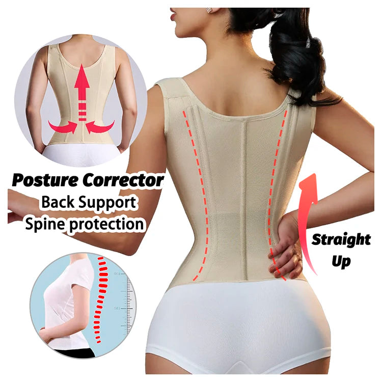 Faja de corsé colombiano para mujer, faja correctiva reductora de vientre, entrenador de cintura, carpeta de vientre adelgazante, ropa moldeadora de vaina plana
