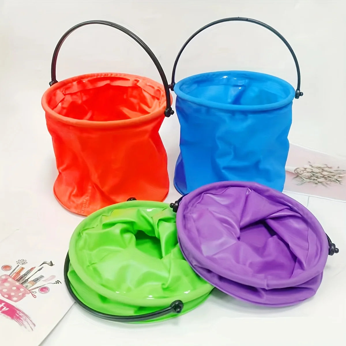 Cubo plegable con asa, portátil, para playa, viajes, fiestas en el jardín al aire libre, camping, picnics, pesca y senderismo, 10/4/1 Uds.