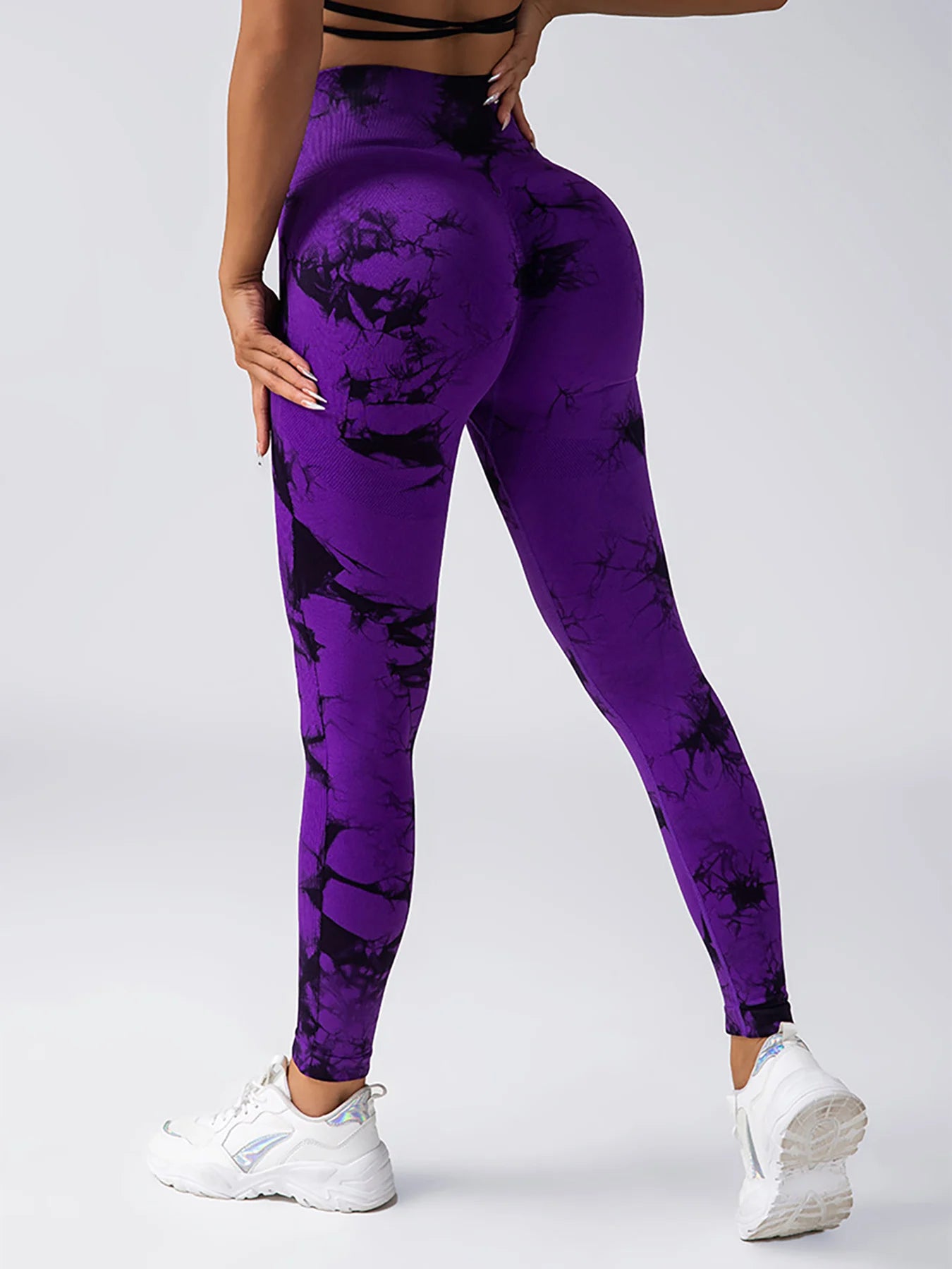 Leggings sin costuras Tie Dye para mujer, pantalones de Yoga de cintura alta, mallas elásticas de levantamiento de glúteos, mallas deportivas de cintura ancha