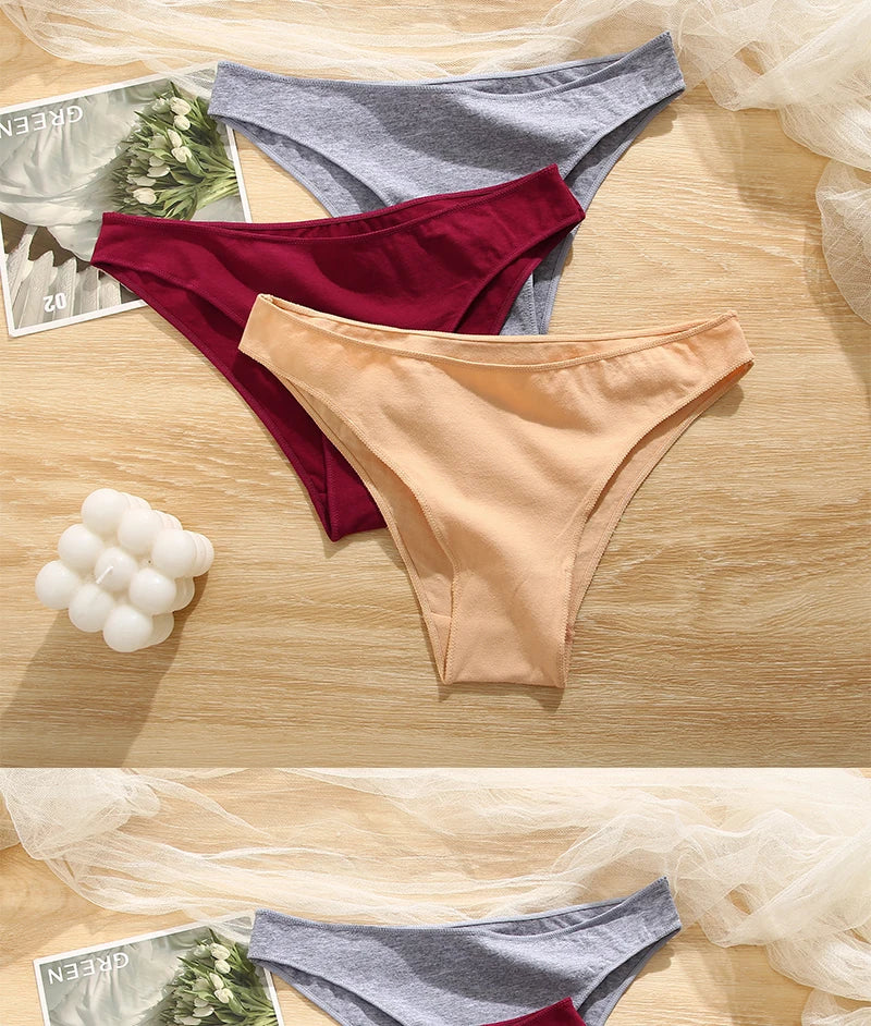 FINETOO-Conjunto de bragas de M-XXL para mujer, lencerÃa de algodón, ropa interior Sexy, 7 colores sólidos