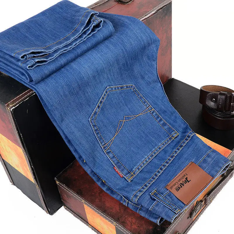 2025New hombres pantalones vaqueros elásticos hombre clásico elasticidad pantalones vaqueros de negocios hombres moda cómoda sólido delgado recto pantalones vaqueros largos