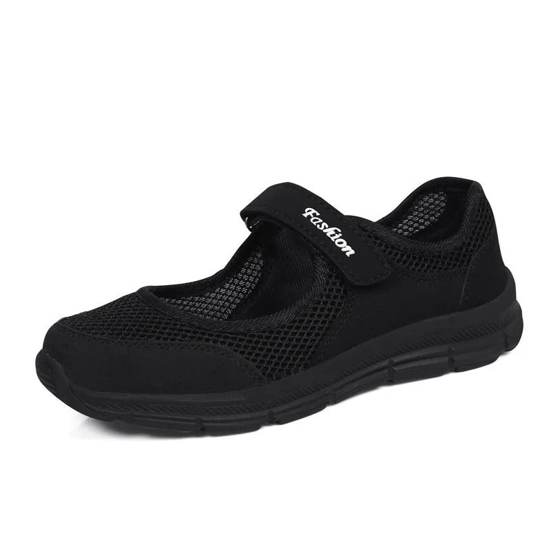 Zapatos vulcanizados transpirables para mujer, zapatillas de deporte de malla transpirable a la moda, zapatos de trabajo informales para caminar, color blanco