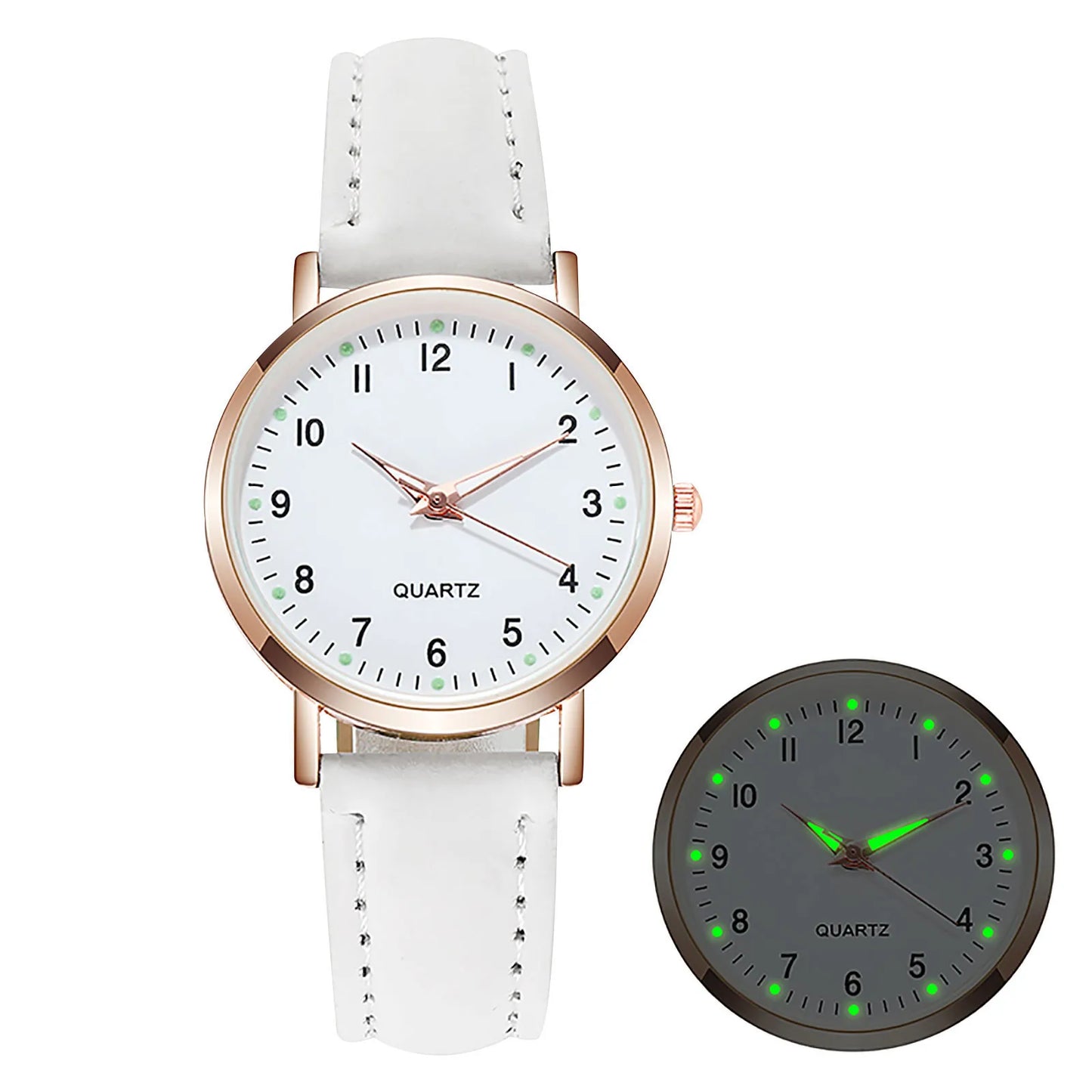 Reloj de Mujer a la moda para Mujer, relojes con correa de cuero, Reloj de pulsera luminoso de cuarzo analógico de lujo para Mujer, Reloj femenino