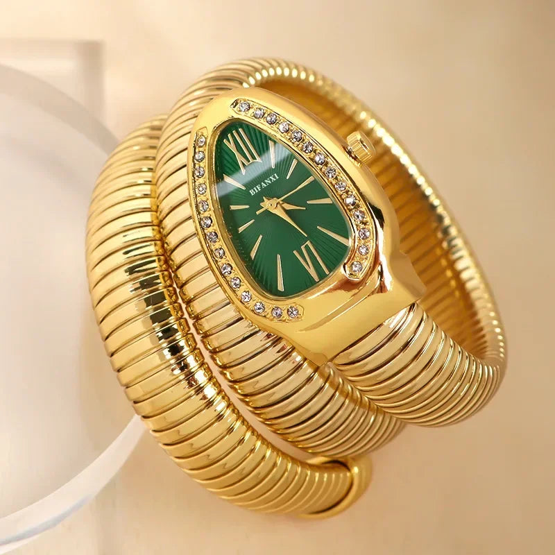 Reloj de cuarzo de lujo de alta calidad para mujer, pulsera de acero inoxidable, relojes de moda dorados para mujer, reloj femenino