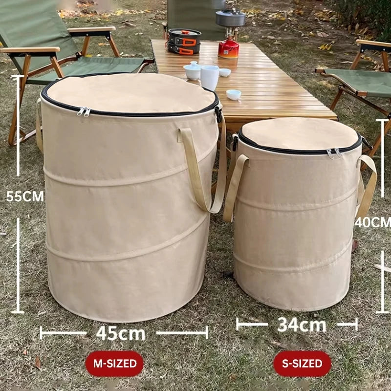 Cubo de basura para acampar, cubo de almacenamiento Circular emergente, cubo de reciclaje plegable de lona, bolsa de basura para jardín y patio al aire libre