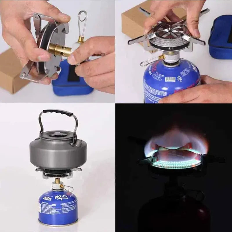 Estufa de Gas para acampar a prueba de viento, mochila plegable portátil, cabezal de estufa electrónico, cocina al aire libre, Picnic, senderismo, montañismo, Camping