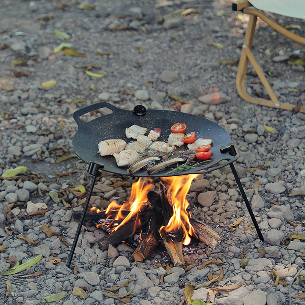 Soporte Triangular para barbacoa al aire libre, estante para ollas desmontable multifuncional, portátil, ajustable con cadena, suministros para acampar al aire libre