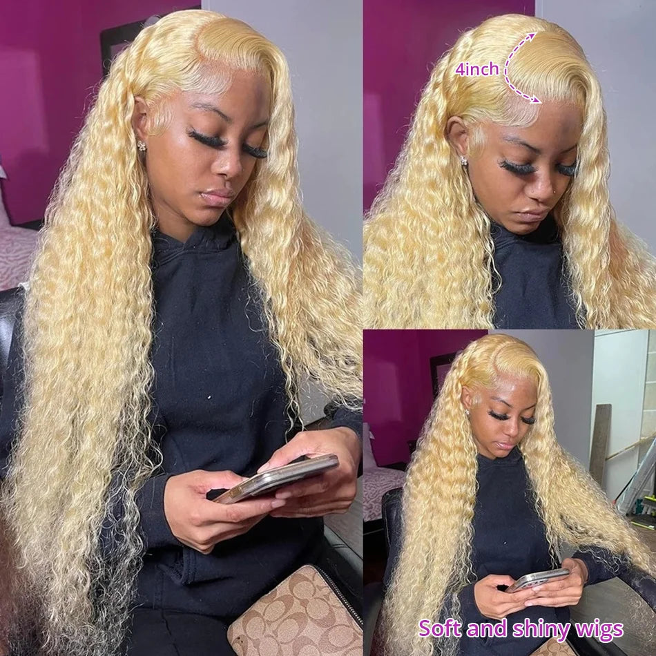 Peluca Frontal de encaje Hd 613, cabello humano rizado 13x6, 13x4, 13x6
