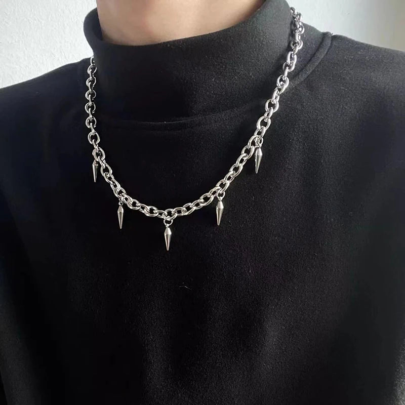 Collar con tachuelas estéticas Punk de acero inoxidable, gargantilla para hombre, collar con colgante de remache de Hip Hop para mujer, regalos de joyerÃa gótica