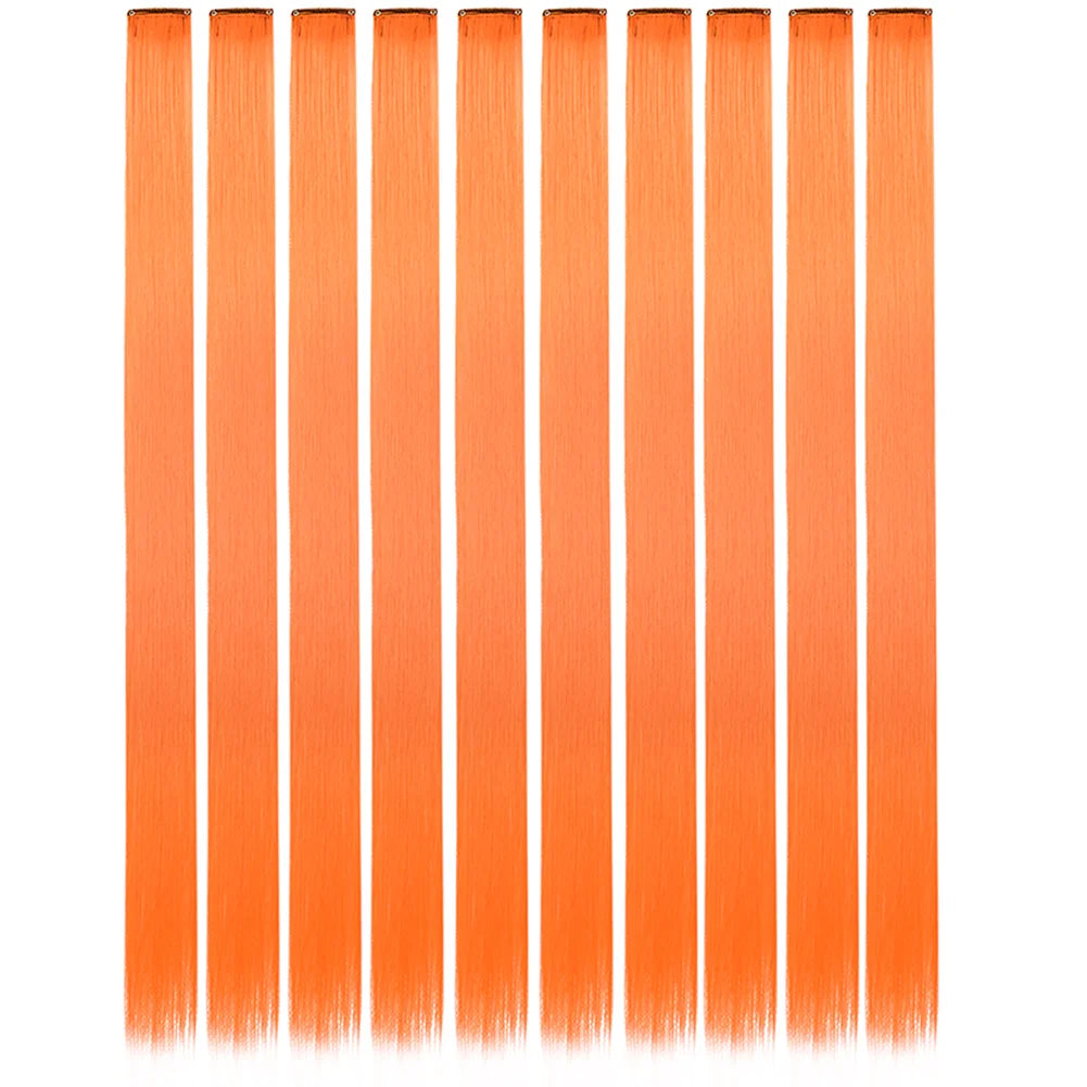 10 unids/pack de extensiones de cabello con Clip para fiesta de colores para niñas, postizos sintéticos de pelo liso de 22 pulgadas de colores Omber