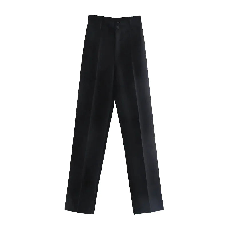 TRZA, pantalones rectos elegantes a la moda para oficina para Mujer, pantalones Vintage de cintura alta con cremallera, pantalones para Mujer