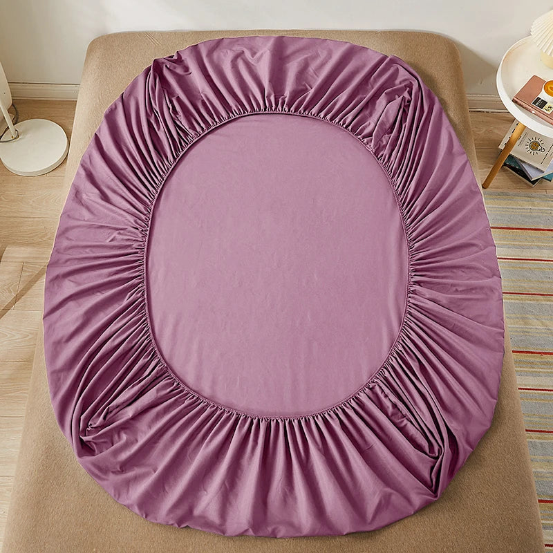 Sábana bajera 100% de algodón con banda elástica, funda de colchón ajustable antideslizante de Color sólido para camas individuales, dobles, King y Queen
