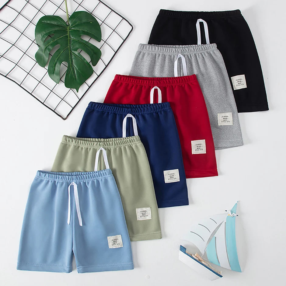 1/3/6 Pcs Children's Solid Color Drawstring Strap Shorts Boy Casual Fashion Pants Girl Joker Comfortable Elastic Waist Pants