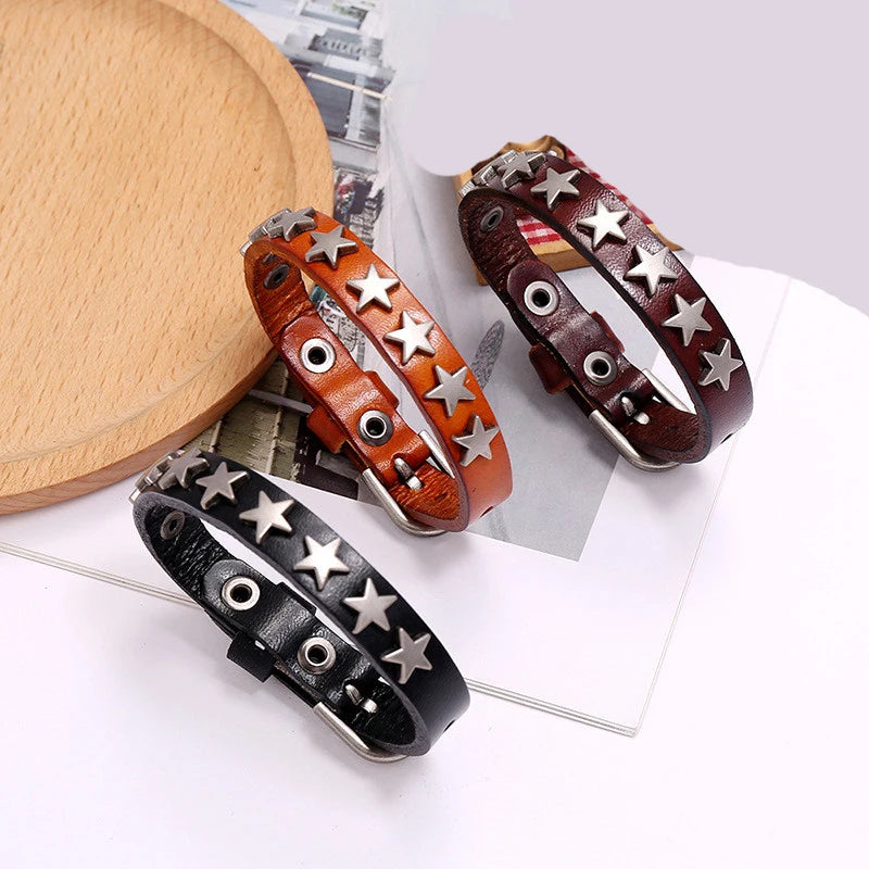 Pulsera Punk de cuero de los años 80 para hombres y mujeres, pulsera gótica Punk Rock, brazalete Unisex para accesorios de recuerdos de fiesta de Halloween