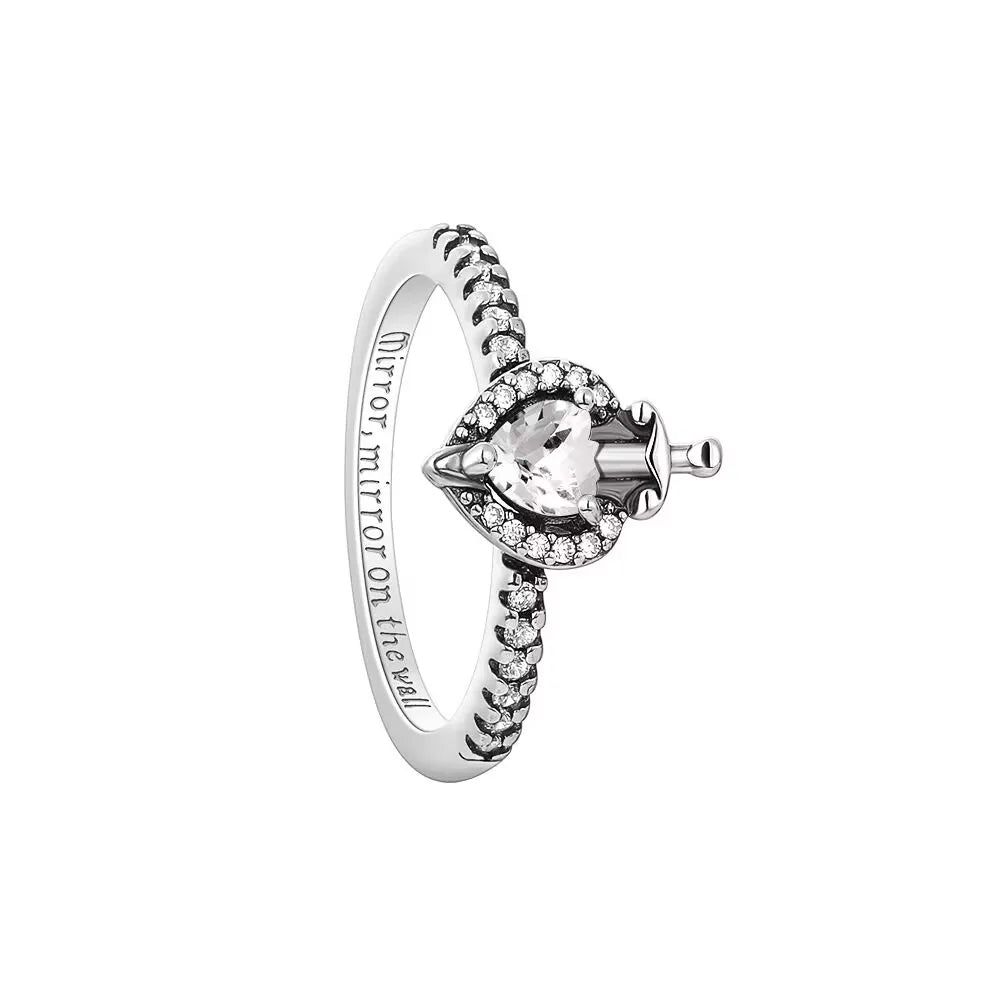 Anillo elegante de Plata de Ley 925 con concha de lazo esmaltado rojo y piedra de corazón Original para mujer, anillos de joyería para fiesta de boda