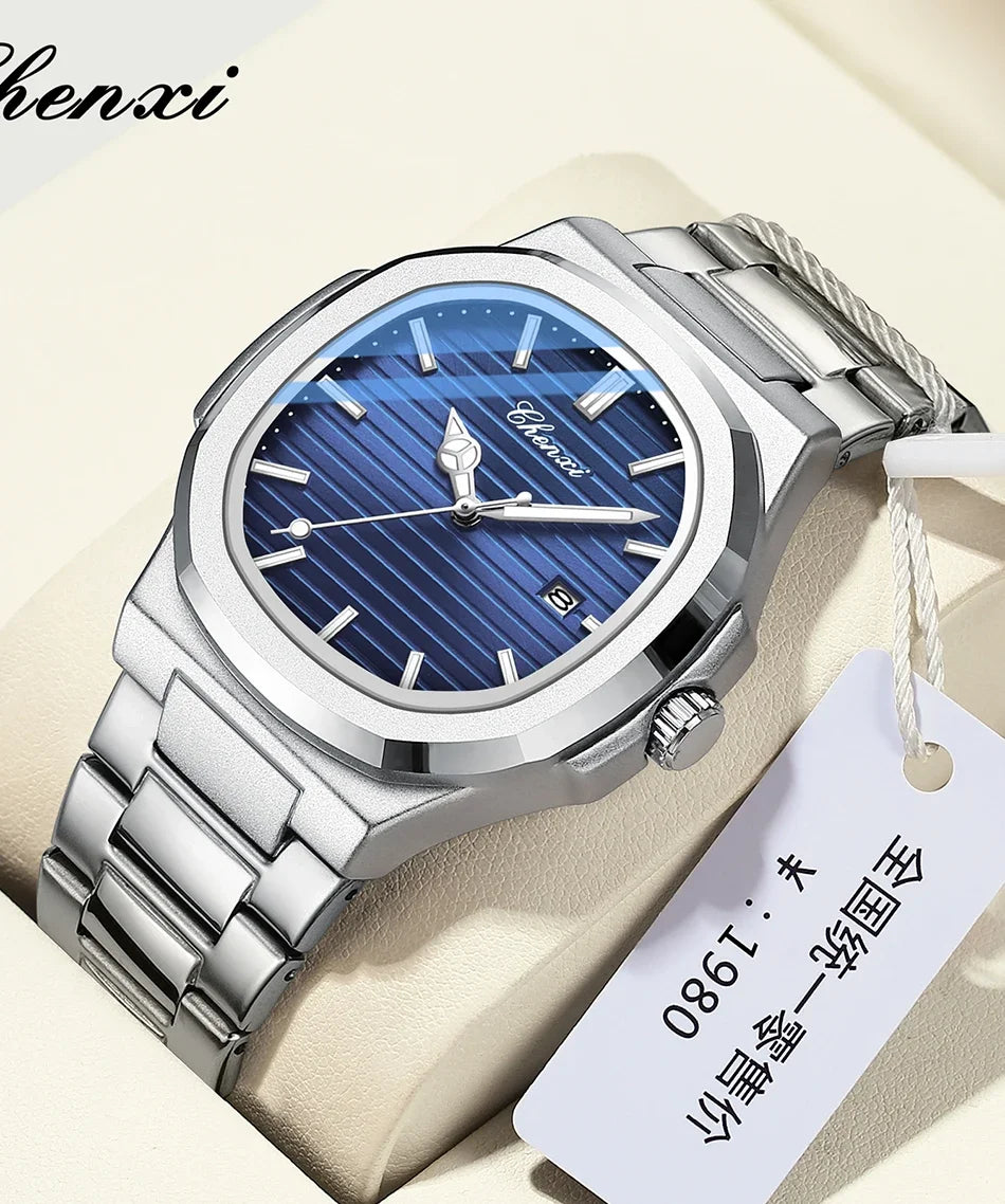 CHENXI 8222 reloj de negocios informal luminoso de acero inoxidable dorado de lujo para hombres relojes de pulsera de cuarzo de moda resistente al agua