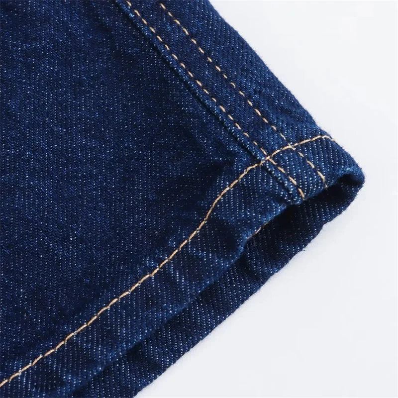TRAF-Camiseta vaquera azul para mujer, camisa recortada de manga corta, Tops cortos de verano para mujer, ropa de calle Y2k, blusa elegante para mujer