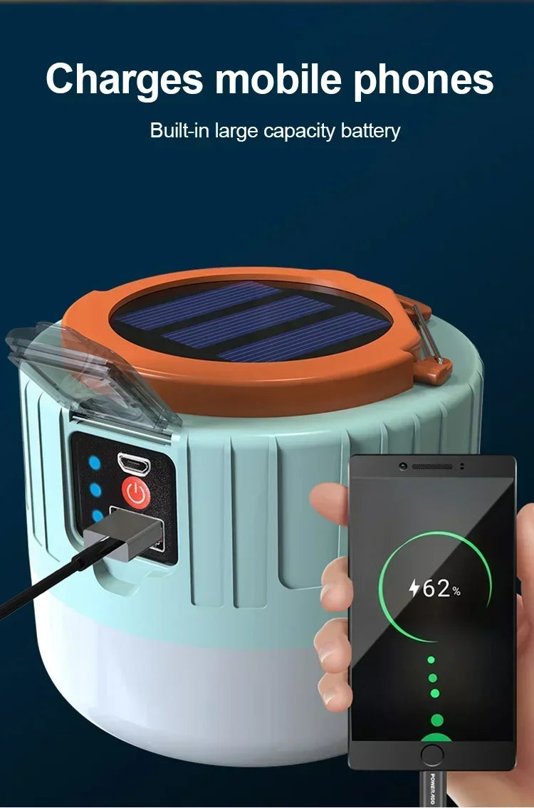 Luz portátil para acampar, Banco de energía, linternas LED para acampar con Control remoto, linterna recargable impermeable para tienda de campaña al aire libre
